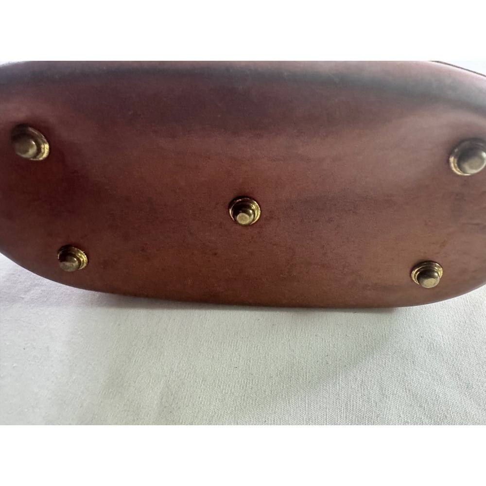 Dooney & Bourke Vintage All Weather Leather Domed Satchel Black Tan Made in USA - Picture 3 of 8